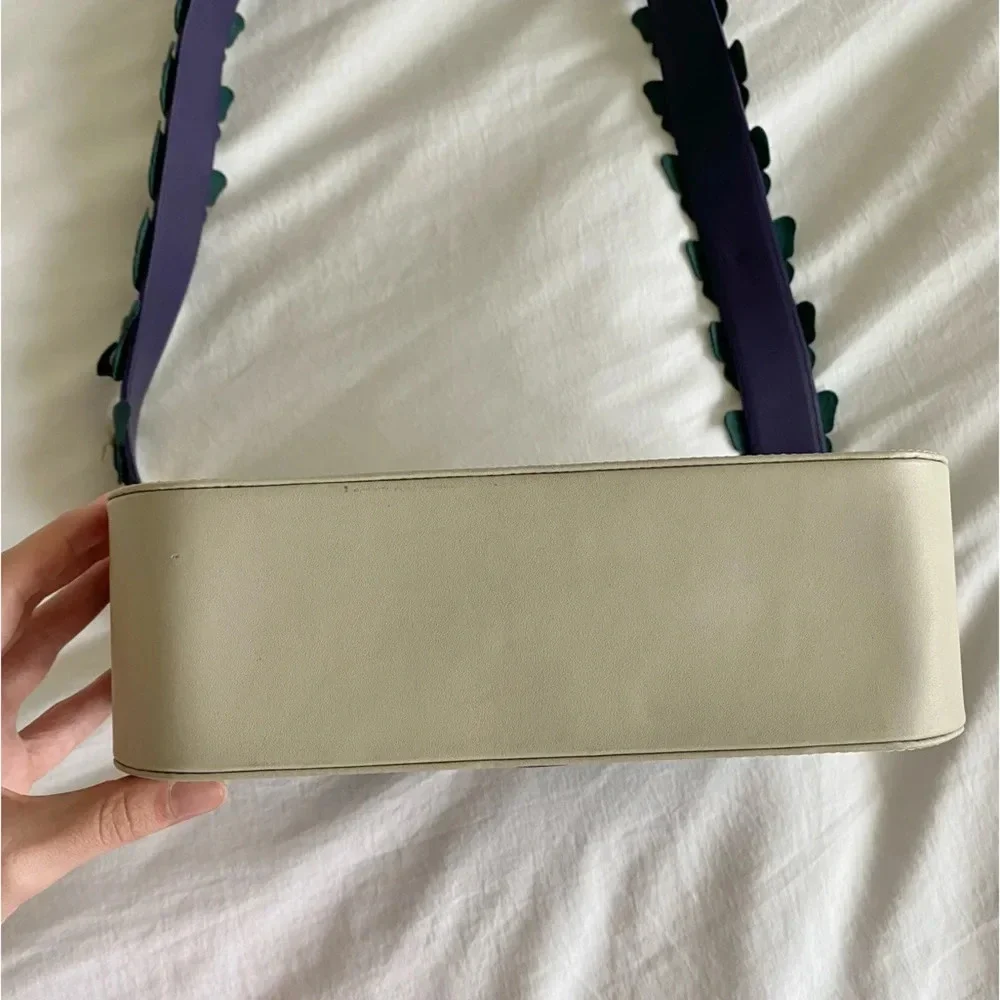 Elizabeth Sutton Leather Bag Multicolor Cream & Forest with 3D Butterfly Strap
